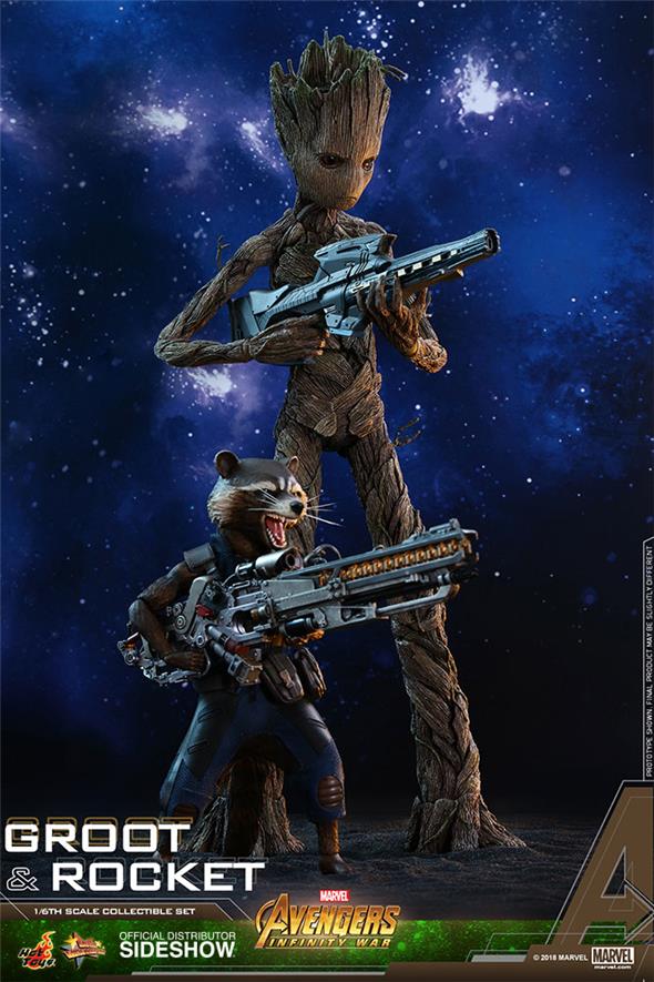 1/6 HOT TOYS - AVENGERS INFINITY WAR - GROOT AND ROCKET