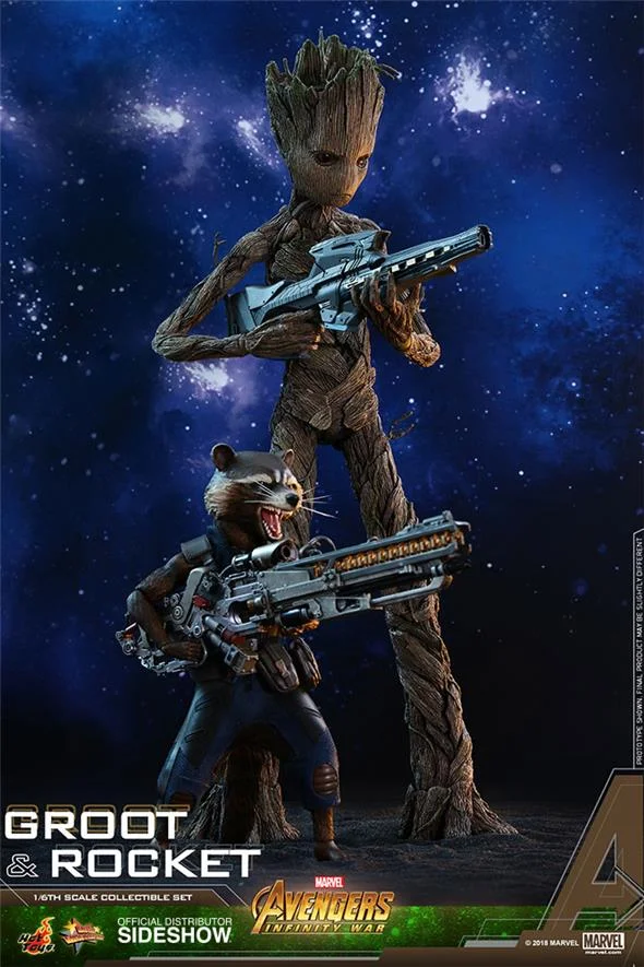 1/6 HOT TOYS - AVENGERS INFINITY WAR - GROOT AND ROCKET