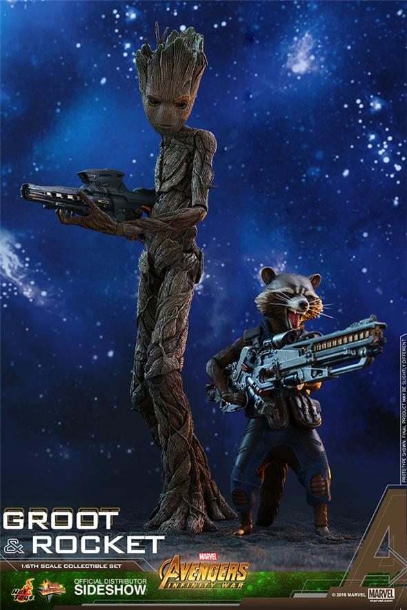 1/6 HOT TOYS - AVENGERS INFINITY WAR - GROOT AND ROCKET