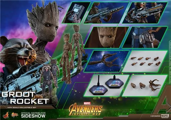 1/6 HOT TOYS - AVENGERS INFINITY WAR - GROOT AND ROCKET
