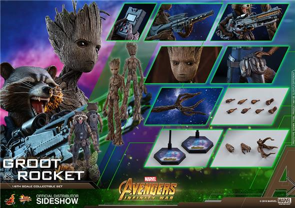 1/6 HOT TOYS - AVENGERS INFINITY WAR - GROOT AND ROCKET