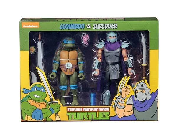 NECA - TMNT CARTOON LEONARDO VS SHREDDER 2PK