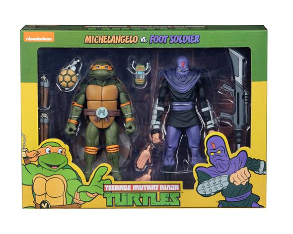 NECA - TMNT CARTOON MICHELANGELO VS FOOT SOLDIER 2PK