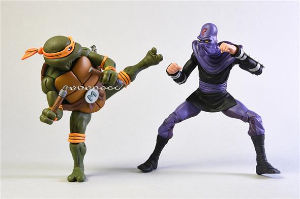 NECA - TMNT CARTOON MICHELANGELO VS FOOT SOLDIER 2PK