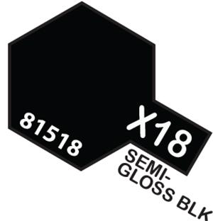 TAMIYA 81518 MINI 10ML X-18 SEMI GLOSS BLACK