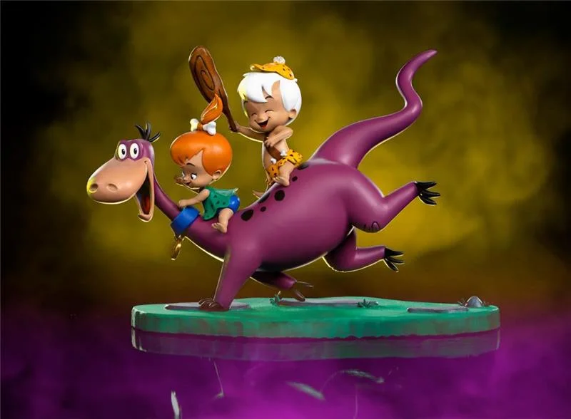 1/10 IRON STUDIOS - THE FLINTSTONES DINO/PEBBLES/BAMM-B STATUE
