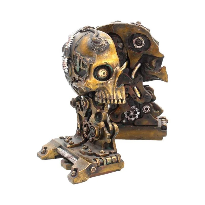 STEAMPUNK SKULL BOOKEND