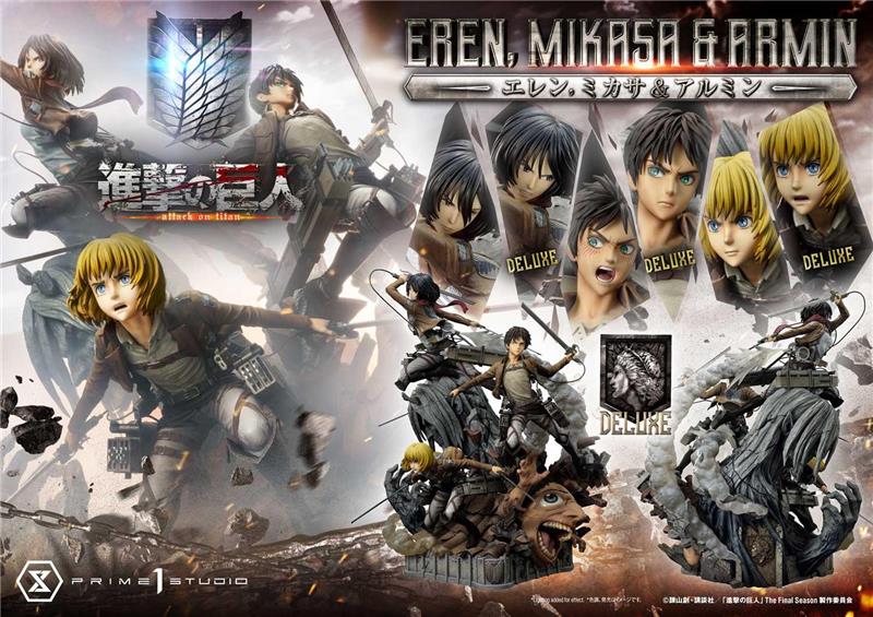 1/4 ATTAC ON TITAN - EREN MIKASA ARMIN DLX BONUS STATUE