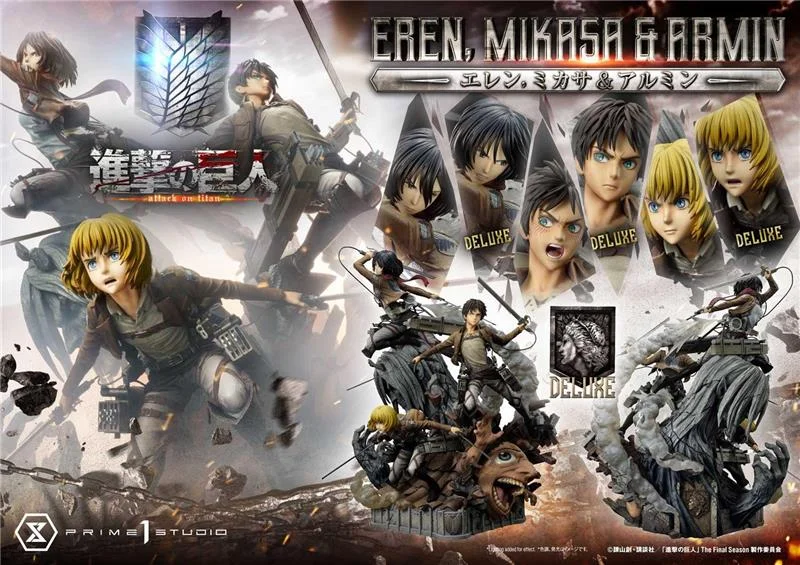 1/4 ATTAC ON TITAN - EREN MIKASA ARMIN DLX BONUS STATUE