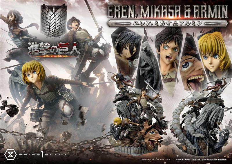 1/4 ATTAC ON TITAN - EREN MIKASA ARMIN PREMIUM STATUE