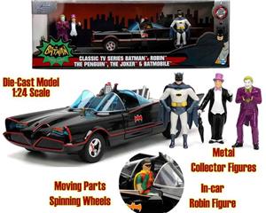 1/24 BATMOBILE - BATMAN 1966 - BATMOBILE WITH BATMAN, ROBIN, JOKER & THE PENGUIN