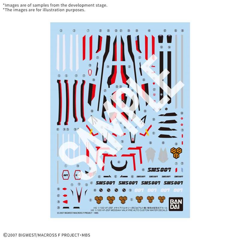 HG VF-25F MESSIAH VALKYRIE ALTO C DECALS