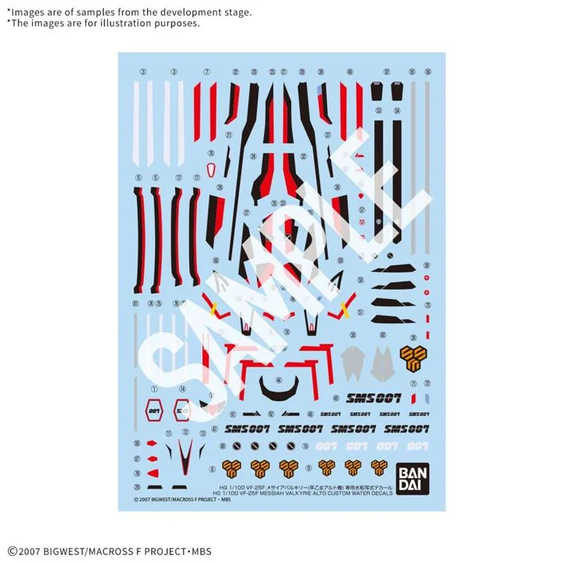 HG VF-25F MESSIAH VALKYRIE ALTO C DECALS