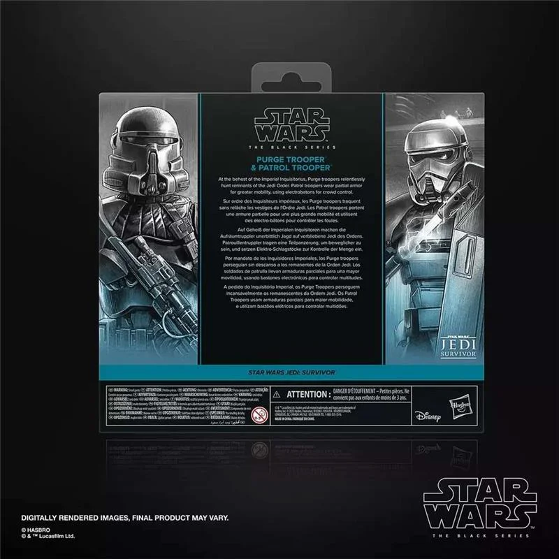STAR WARS BLACK SERIES JEDI SURVIVOR PURGE TROOPER AND PATROL TROOPER ACTION FIGURES