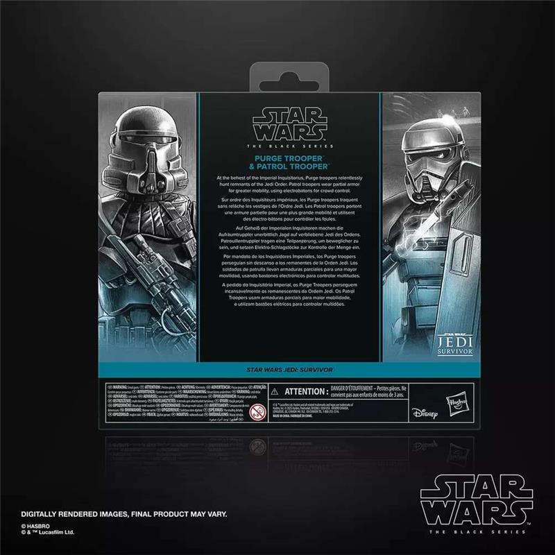 STAR WARS BLACK SERIES JEDI SURVIVOR PURGE TROOPER AND PATROL TROOPER ACTION FIGURES