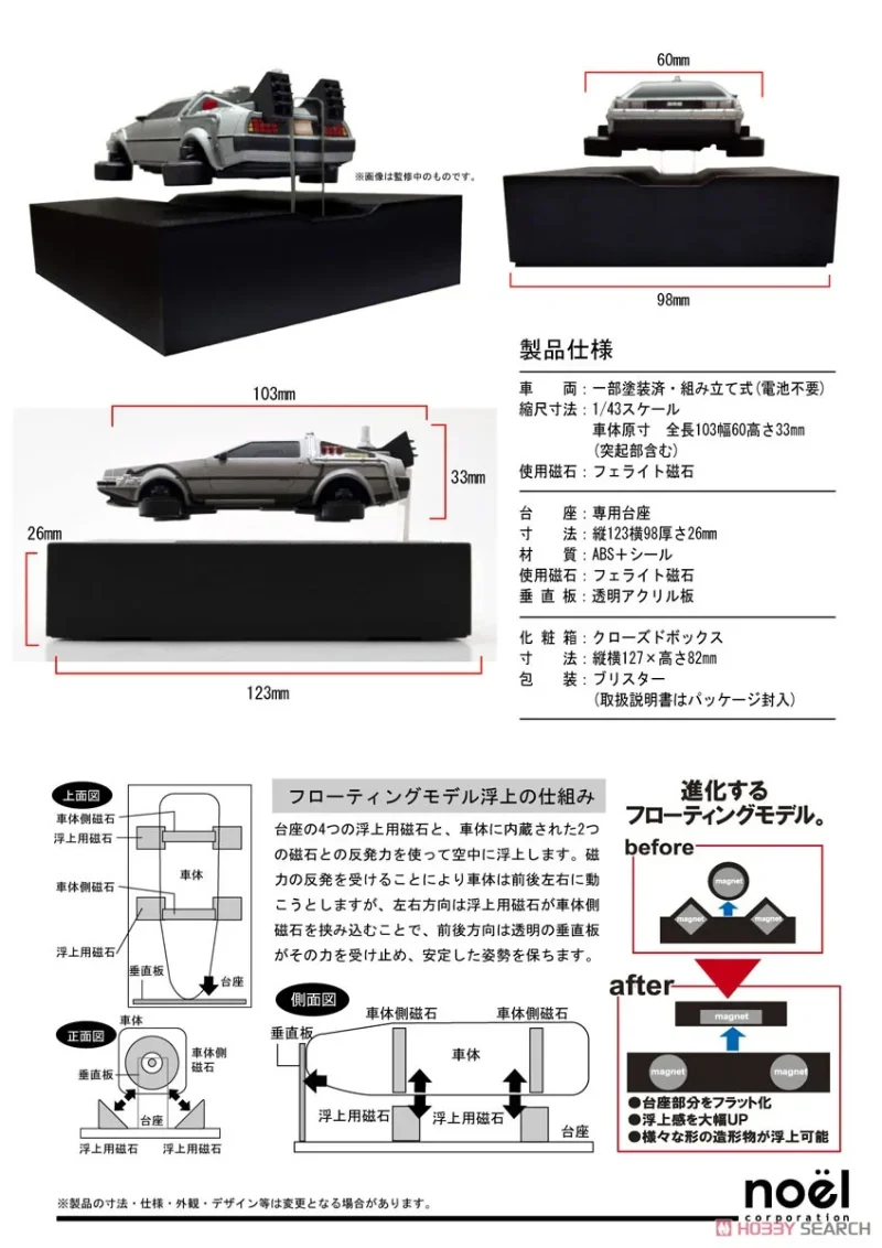 BACK TO THE FUTURE 2 TIME MACHINE FLOATING PLASTIC MODEL