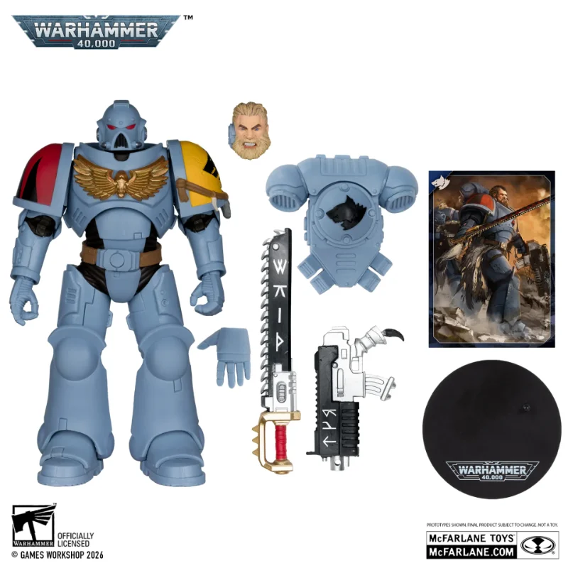 WARHAMMER 40000 7INCH WV12 SPACE WOLVES GREY HUNTER ACTION FIGURE