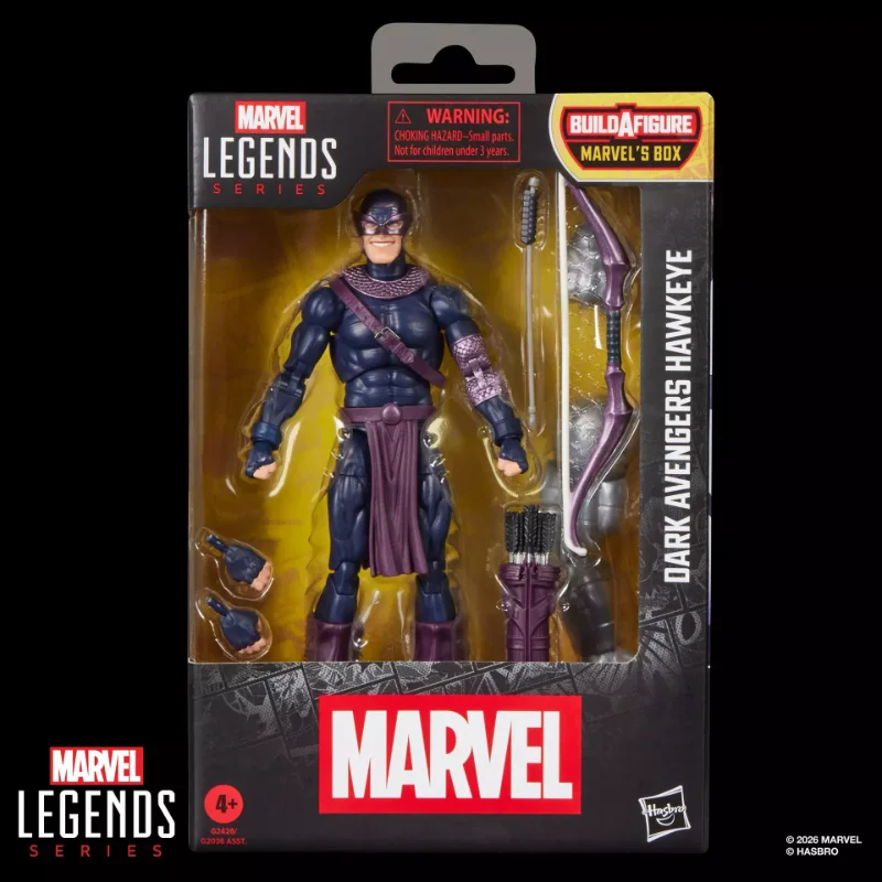 MARVEL LEGENDS BUILDABLE FIGURE SERIES BOX DARK AVENGERS HAWKEYE ACTION FIGURE