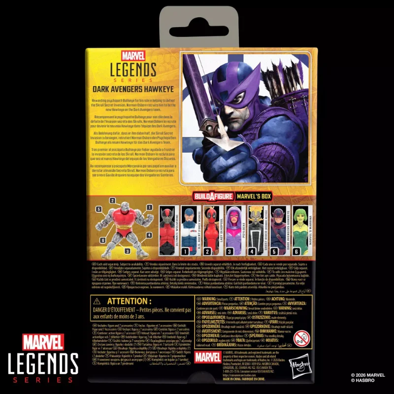 MARVEL LEGENDS BUILDABLE FIGURE SERIES BOX DARK AVENGERS HAWKEYE ACTION FIGURE