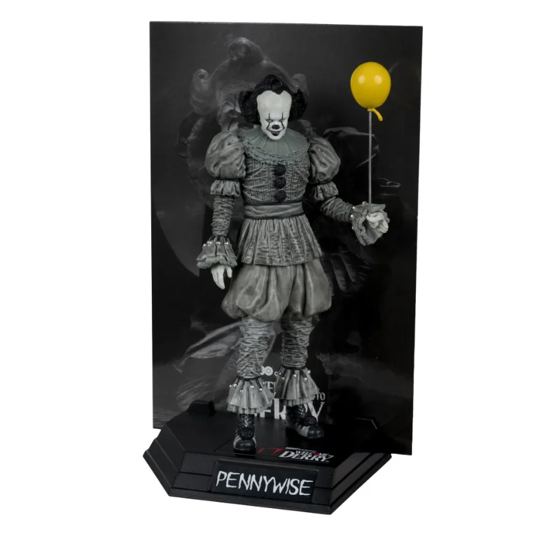 MOVIE MANIACS 6INCH POSED WELCOME TO DERRY WV2 PENNYWISE BLACK&WHITE