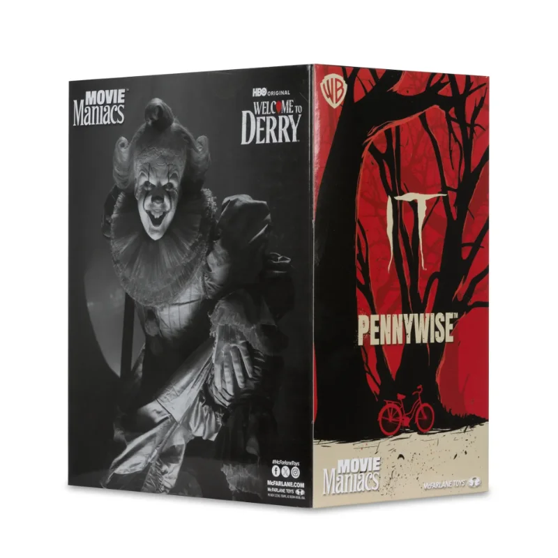MOVIE MANIACS 6INCH POSED WELCOME TO DERRY WV2 PENNYWISE BLACK&WHITE