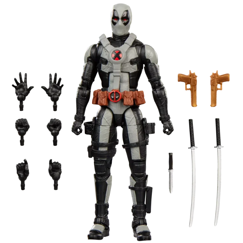 MARVEL LEGENDS DEADPOOL AND WOLVERINE DEADPOOL BLACK AND WHITE ACTION FIGURE