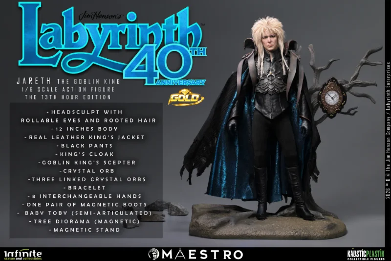 LABYRINTH JARETH THE GOBLIN KING 1/6 ACTION FIGURE THE 13TH HOUR EDITION GOLD