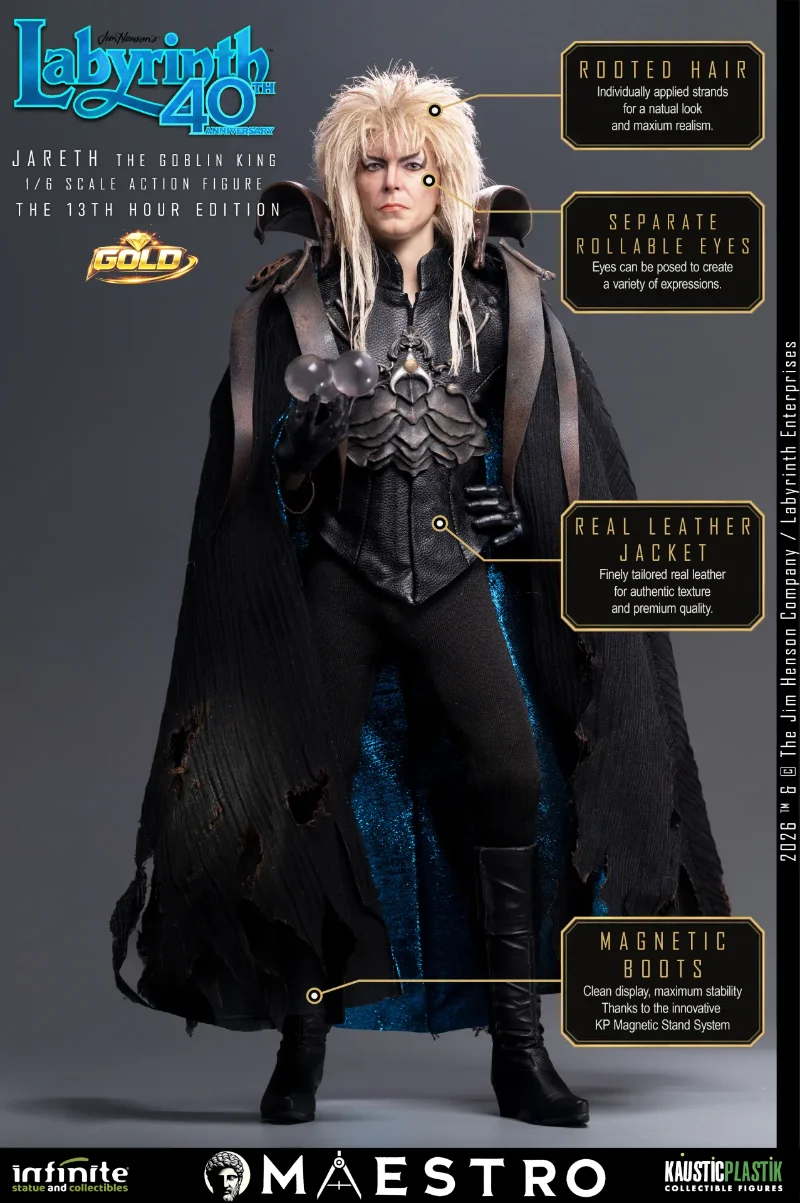 LABYRINTH JARETH THE GOBLIN KING 1/6 ACTION FIGURE THE 13TH HOUR EDITION GOLD