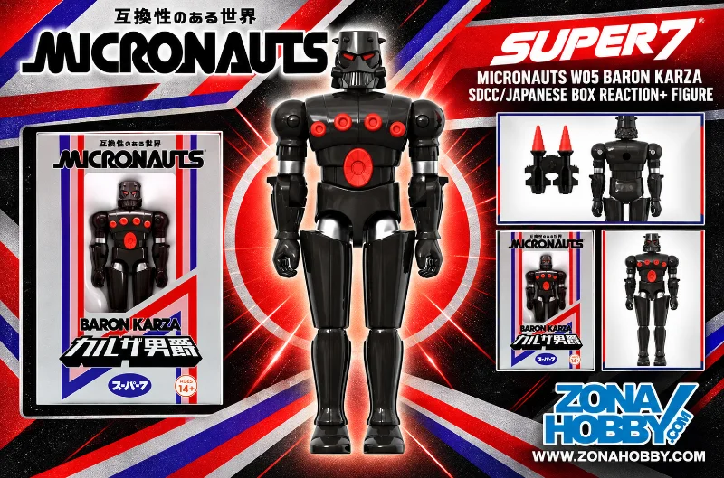 MICRONAUTS W05 BARON KARZA SDCC/JAPANESE BOX REACTION+ FIGURE
