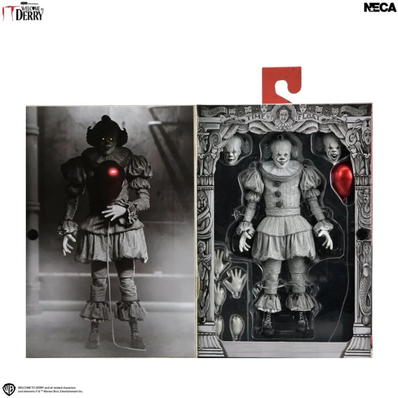 IT WELCOME TO DERRY PENNYWISE BLACK & WHITE ULTIMATE ACTION FIGURE