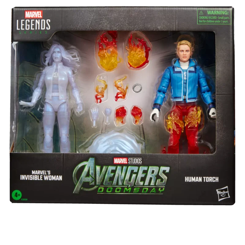 MARVEL LEGENDS AVENGERS DOOMSDAY HUMAN TORCH AND INVISIBLE WOMAN ACTION FIGURES