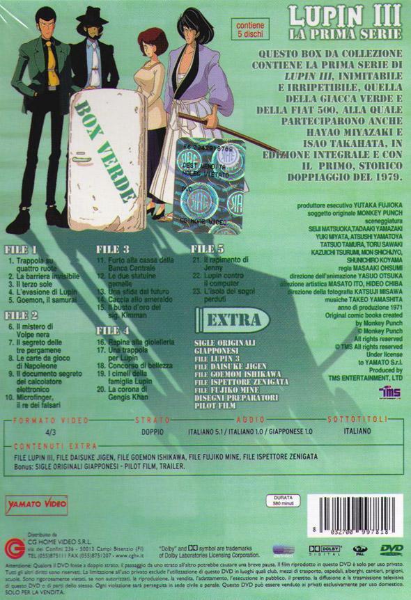 DVD - LUPIN III LA PRIMA SERIE BOX VERDE (5 DVD)