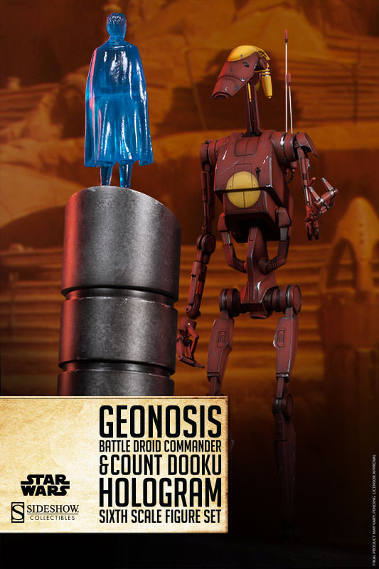 1/6 SIDESHOW TOYS - STAR WARS GEONOSIS COMM DROID & HOLOGRAM