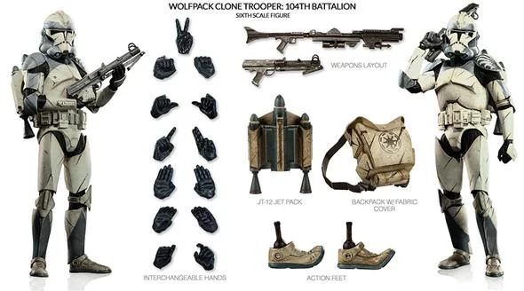 1/6 SIDESHOW TOYS - STAR WARS WOLFPACK CLONE TROOPER 104TH BAT.