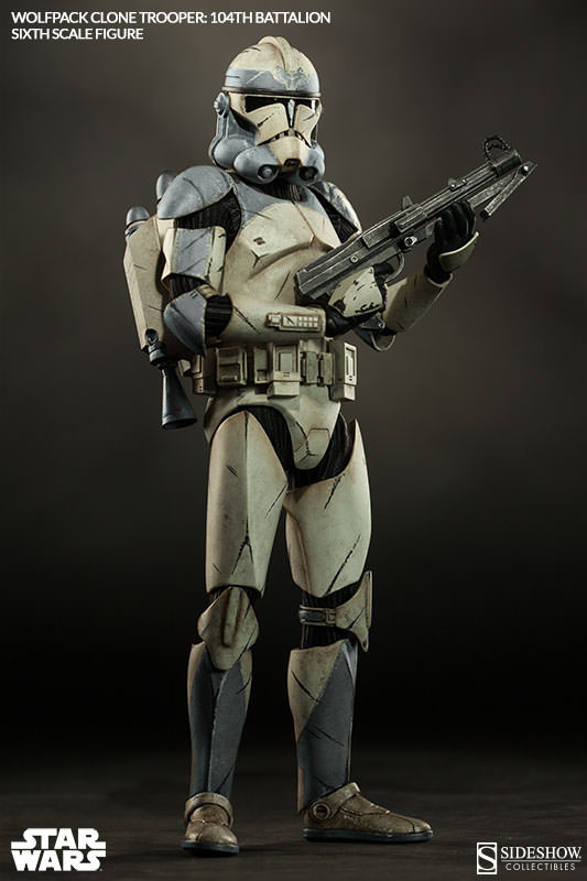 1/6 SIDESHOW TOYS - STAR WARS WOLFPACK CLONE TROOPER 104TH BAT.