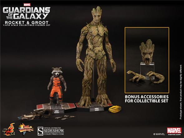 1/6 HOT TOYS - GUARDIANI DELLA GALASSIA - ROCKET E GROOT