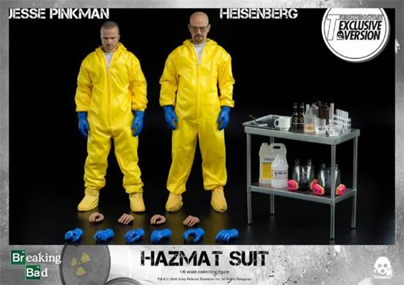 1/6 THREEZERO SCALE COLLECTIBLE FIGURE - BREAKING BAD HEINSENBERG E JESSE HAZMAT SUIT COMBO
